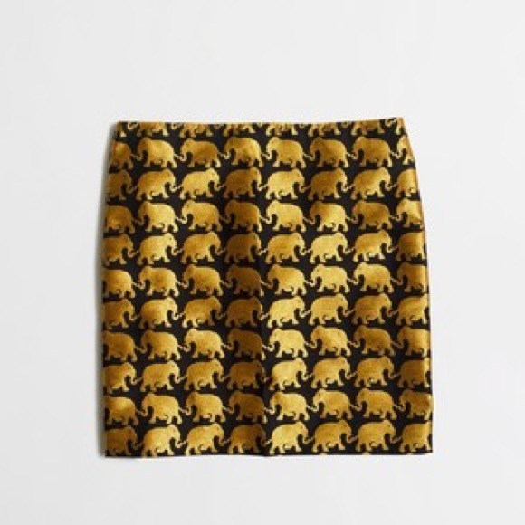 J. Crew Gold Elephant Jacquard Skirt size 4/10 - Picture 4 of 8